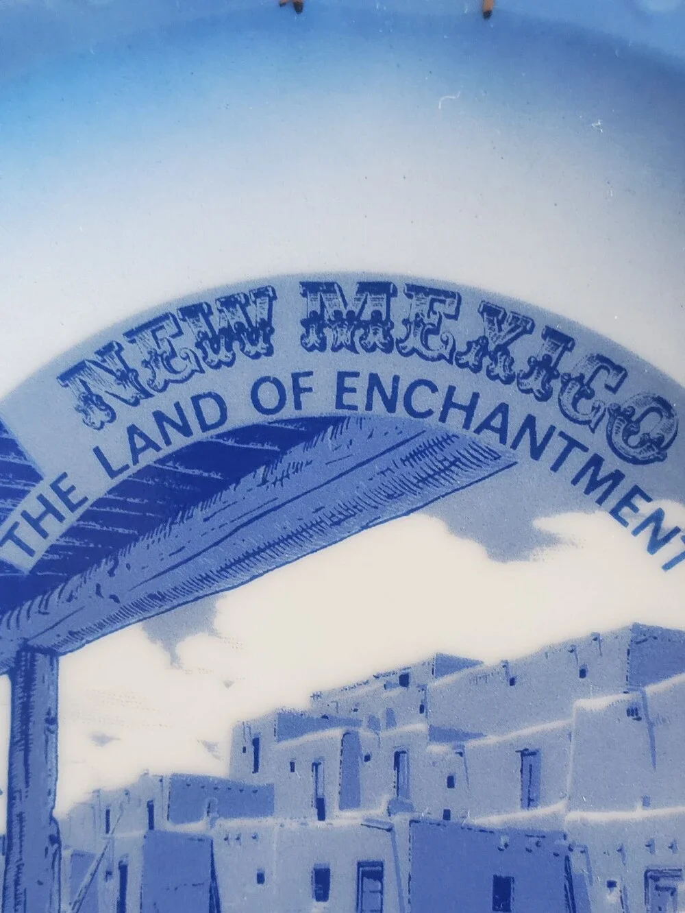 Blue Souvenir Decorative Plate Vtg New Mexico The Land of Enchantment Ashtray